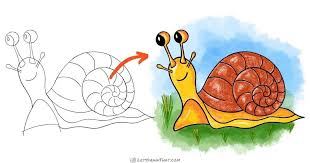 how to draw a snail a really cute