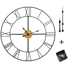 Homcom 36 Inch Large Wall Clock Silent Non Ticking Wood Metal Farmhouse Roman Numeral Clocks For Living Room Decor Battery Operated Black