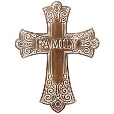 Family Wood Wall Cross 16 X 12 Inches