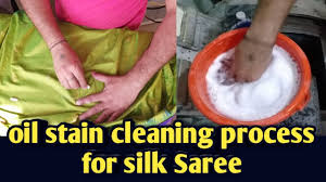 silk saree oil stain cleaning process