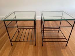 2x Glass Top Side Tables Bedside