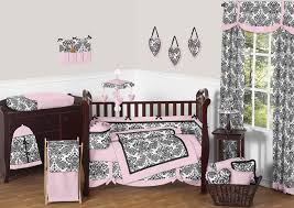 pink and black sophia crib bedding