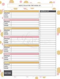 Menu Planning Printable Meal Planner Grocery List