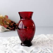 Ruby Red Anchor Hocking Glass Vase