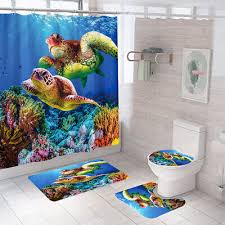 sea turtle bathroom rug set shower