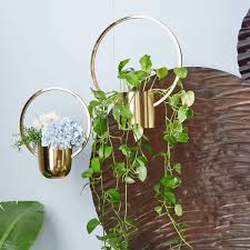 Cosmoliving By Cosmopolitan Glam Metal Wall Planter Set Of 2 Gold