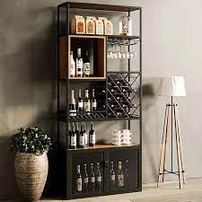 Tall Black Bar Wine Rack Cabinet