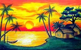 Coloring pages ideas fabulous beach sunset coloring pages picture. Easy Simple Sunset Drawing Amsterdam Liquitex Mont Marte Canvas Size 8 X 10 Lavagen