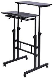 Check spelling or type a new query. Aiz Mobile Standing Desk Adjustable Computer Desk Rolling Laptop Cart On Wheels Home Office Computer Workstation Portable Laptop Stand For Small Spaces Tall Table For Standing Or Sitting Black Buy Online At