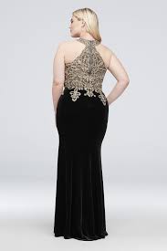 Round Neck Metallic Lace And Jersey Plus Size Gown Xscape