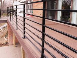 Handrail is required if stairs have more than . Horizontal Metal Railing For Deck Great Lakes Metal Fabrication