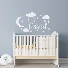 personalized name wall decal boy clouds