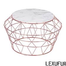 Marble Top Wire Rose Gold Coffee Table