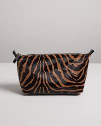 brown leather makeup bag