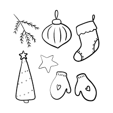 new year christmas vector doodle set