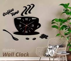 new 3d laser cut coffee cup wall clock