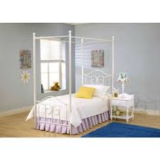 Building a twin canopy bed is a relatively easy task. Twin Size Metal Canopy Bed In Off White Great For Kids Fastfurnishings Com