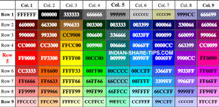 Internet Html Color Table With Hex Code Indian Stock