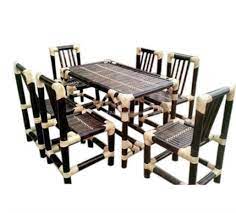 black bamboo dining table with 6 chairs