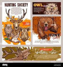 hunting club banner set with deer duck