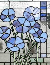 stained glass window panelforget me not