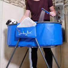 Jack russell terrier being bathed with a pet shower sprayer in a grooming dog salon. Standing Boat Foldable Pet Dog Bathing Tub Washing Station For Bathing Grooming Showering In Bathtub Indoor Outdoor Folded In One Second Super Light Perfect Size For Small Medium Dogs And Cats Buy