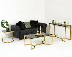 Black Marble Effect Dining Table Gold