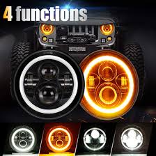 Suparee 7 Inches Led Jeep Headlights With White Halo Ring Angel Eyes Amber Turn Signal Halo For Jeep Wrangler Jk Tj Cj