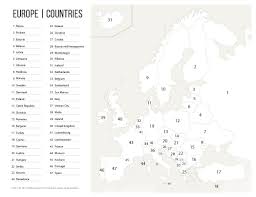 Blank maps of europe, showing purely the coastline and country borders, without any labels, text or additional data. Europe Countries Printables Map Quiz Game