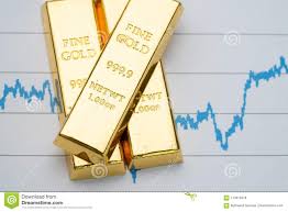 Gold Bar Bullion Stack On Rising Price Graph As Financial