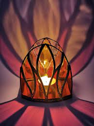 Two Sided Flame Stained Glass Candle