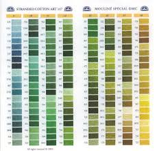 Shades Of Green Color Dmc Embroidery Threads Shade Card