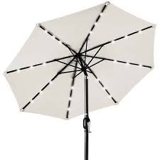Best Choice S 10ft Solar Led Lighted Patio Umbrella W Tilt Adjustment Uv Resistant Fabric Ivory