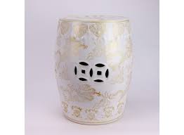 Ceramic Garden Stool White Dragon