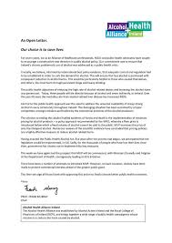 open letter from alcohol health