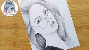 Standard 170 gsm matte paper; A Girl With Beautiful Hair Pencil Sketch How To Draw A Girl With Glasses Bir Kiz Nasil Cizilir Youtube