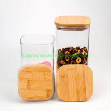 100 155 square glass jar with bamboo
