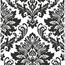 Nextwall Black And White Damask Vinyl