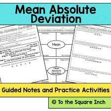 Compute the mean, the distance and the average of the distances. Mean Absolute Deviation Notes Teaching Resources