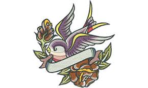 embroidery design swallow tattoo with