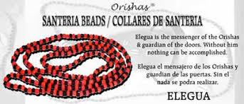 santeria bead necklace elegua red and black