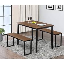 Maybe you would like to learn more about one of these? Fitueyes 3 Piece Dining Table Set With 2 Benches Brown Walmart Com Walmart Com