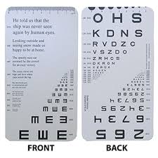 Reduced Snellen Card Eye Cards Eye Charts Vision Assessment