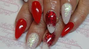 Acrylic nail shapes give you a variety of options to go for without waiting to grow your nails and having trouble when you have a broken nail in the middle. Sexy Red Glitter Fade Acrylic Nails Youtube