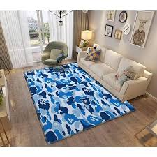 blue bape camo area rugs non slip floor