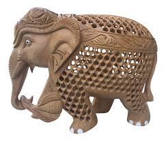 1970s Vintage Carved Wooden Elephant Sculpture | Chairish