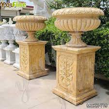 beige marble flower pots antique style