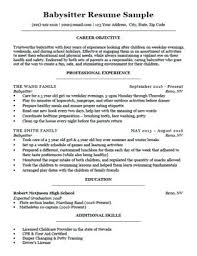 Sample Resume Of High School Student Babysitter Resume Sample