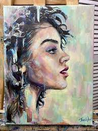abstract portrait woman original oil
