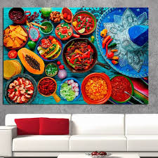 Mexican Food Mix Background Canvas Art